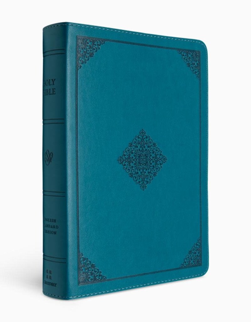 ESV Large Print Personal Size Bible, Red Letter  TruTone®, Deep Teal, Ornament Design