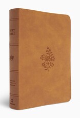Large Print Personal Size Bible, Red Letter, Thumb Indexed  TruTone®, Nubuck Caramel, Wildflower Design