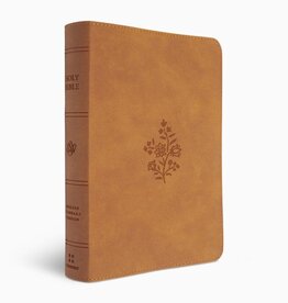 Large Print Personal Size Bible, Red Letter, Thumb Indexed  TruTone®, Nubuck Caramel, Wildflower Design