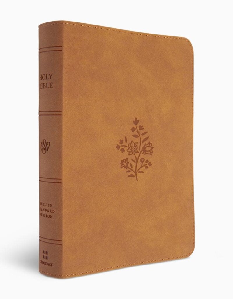 Large Print Personal Size Bible, Red Letter, Thumb Indexed  TruTone®, Nubuck Caramel, Wildflower Design