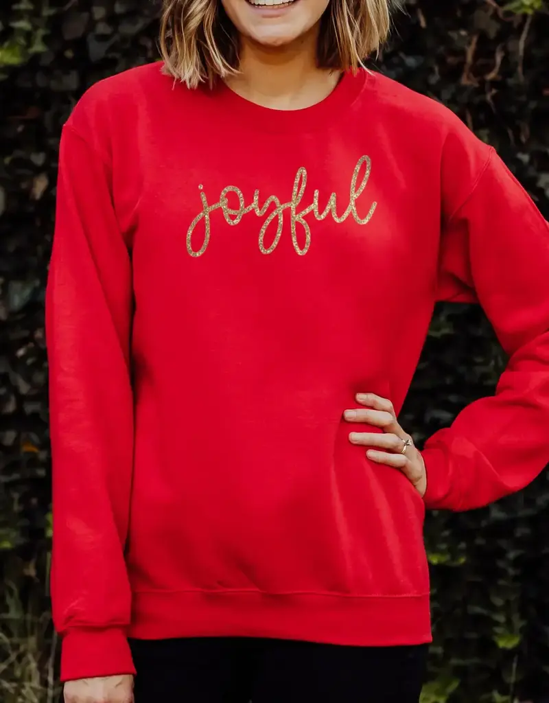 Joyful Gold Glitter Christian Christmas Crewneck Sweatshirt