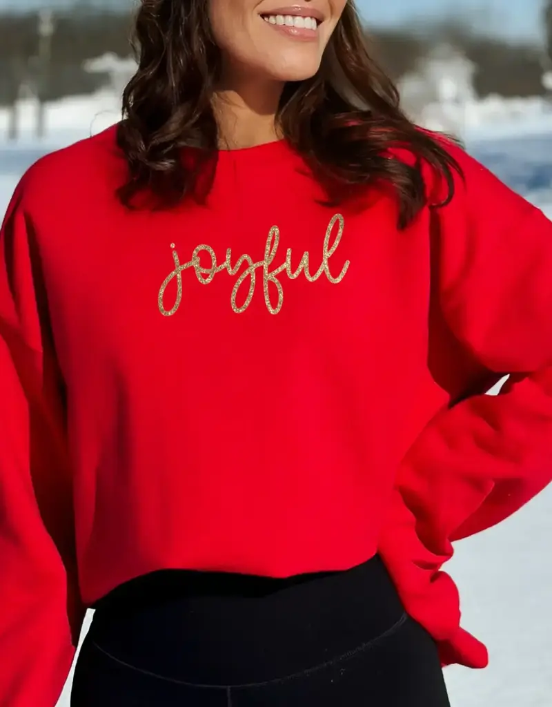 Joyful Gold Glitter Christian Christmas Crewneck Sweatshirt