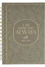 I Am With You Always Green Botanical Leaf Spiral Journal - Matthew 28:20