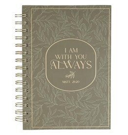 I Am With You Always Green Botanical Leaf Spiral Journal - Matthew 28:20