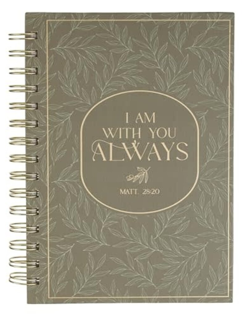 I Am With You Always Green Botanical Leaf Spiral Journal - Matthew 28:20