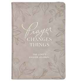 Prayer Changes Things Taupe Faux Leather Prompted Journal
