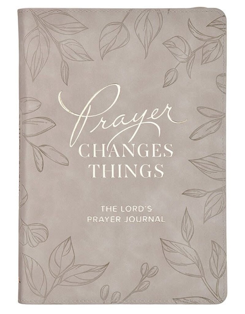 Prayer Changes Things Taupe Faux Leather Prompted Journal