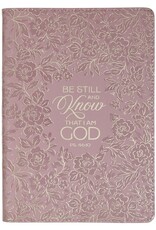 Be Still and Know Mauve Floral Faux Leather Slimline Journal - Psalm 46:10