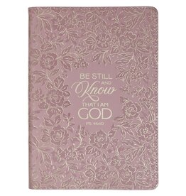 Be Still and Know Mauve Floral Faux Leather Slimline Journal - Psalm 46:10