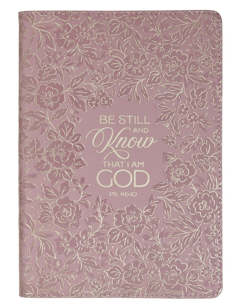 Be Still and Know Mauve Floral Faux Leather Slimline Journal - Psalm 46:10