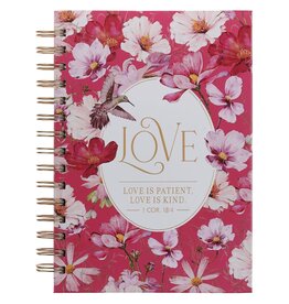 Love Cherry Pink Hummingbird Spiral Journal - 1 Corinthians 13:4