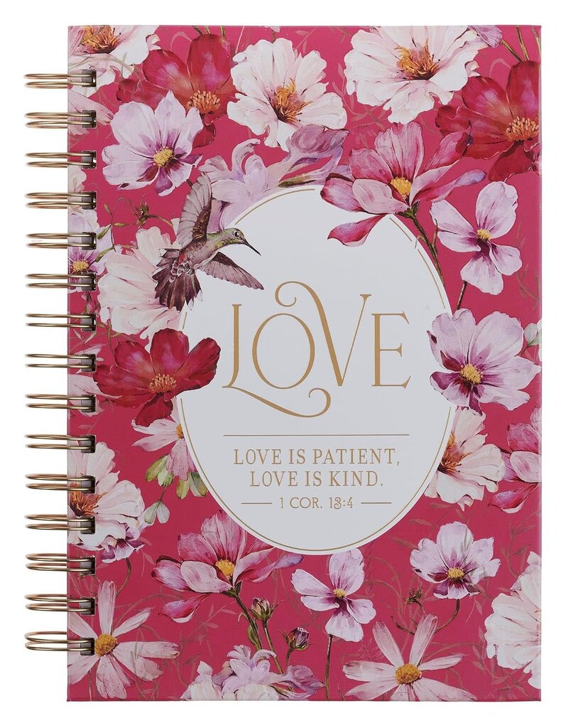 Love Cherry Pink Hummingbird Spiral Journal - 1 Corinthians 13:4