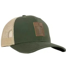 Leather Cross Olive Cap