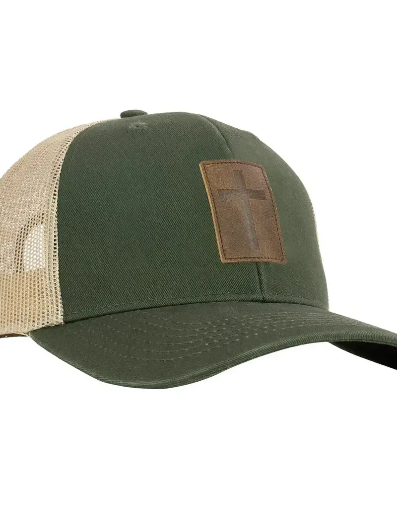 Leather Cross Olive Cap