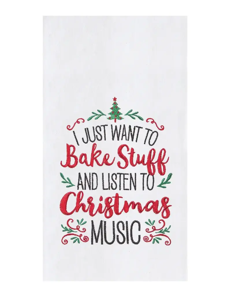 Christmas Bake Stuff & Listen To Music Kitchen Towel