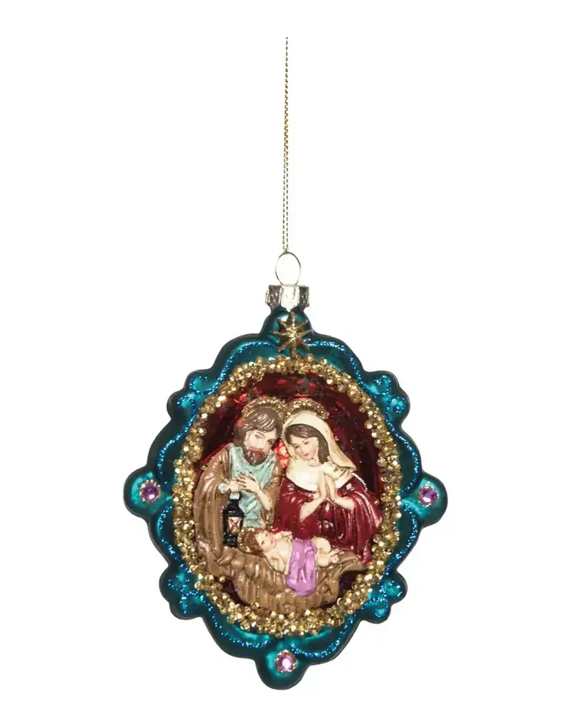 Christmas Vintage Nativity Blown Glass Ornament