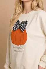 Pumpkin Season Gingham Bow Graphic Sweatshirt