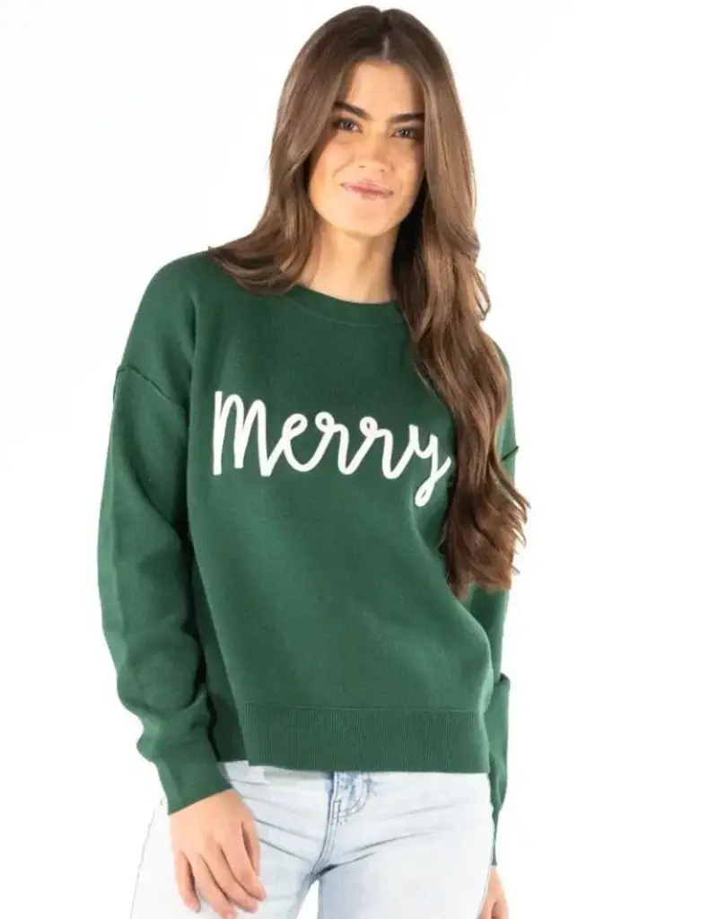 Merry Holiday Green Long Sleeve Sweatshirt
