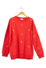 Dog Holiday Embroidered Long Sleeve Crew