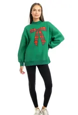 Red Plaid Bow Mockneck Sweatshirt
