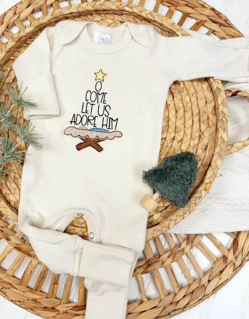 O Come Let Us Adore Him Baby Footie, Christmas Baby Outfit