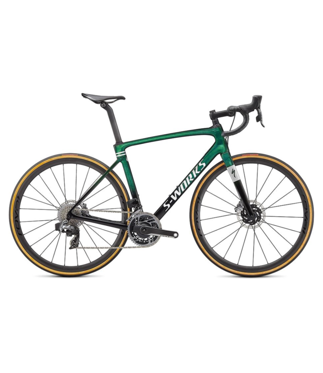 SPECIALIZED S-Works Roubaix – SRAM Red eTAP AXS  Gloss Green Tint/Spectraflair/Satin Flake Silver 54