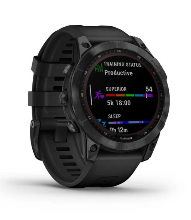 GARMIN Fenix 7 Sapphire Solar Edition Black DLC Titanium with Black Band