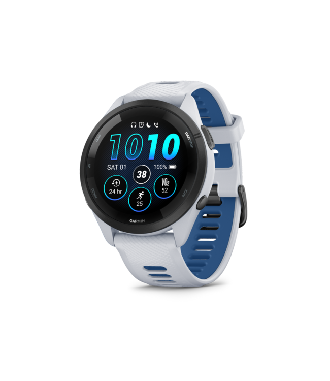 GARMIN Garmin Forerunner 265 Black Bezel with Whitestone Case and Whitestone/Tidal Blue Silicone Band