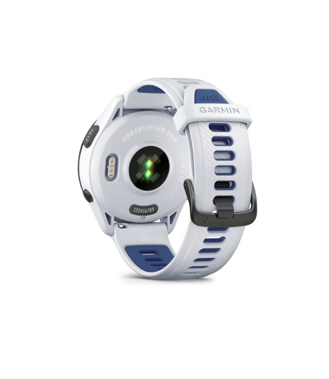 GARMIN Forerunner 265 Black Bezel with Whitestone Case and Whitestone/Tidal Blue Silicone Band