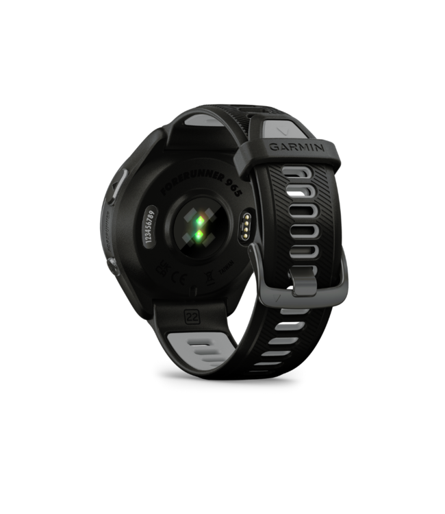 GARMIN Forerunner 965 Carbon Gray DLC Titanium Bezel with Black Case and Black/Powder Gray Silicone Band