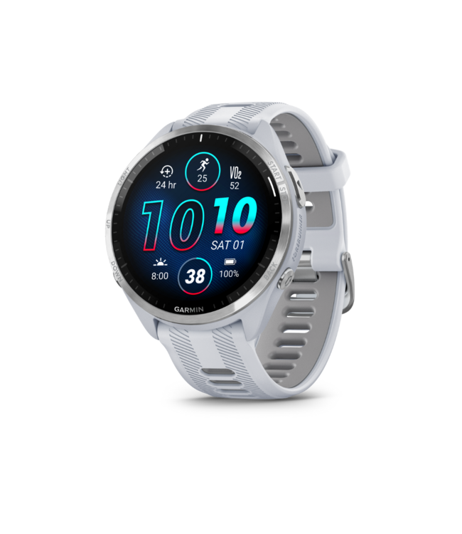 Garmin Forerunner 965 Titanium Bezel with Whitestone Case and  Whitestone/Powder Gray Silicone Band