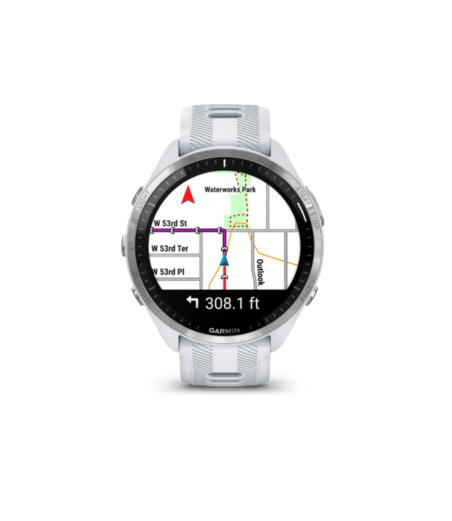GARMIN Forerunner 965 Titanium Bezel with Whitestone Case and Whitestone/Powder Gray Silicone Band