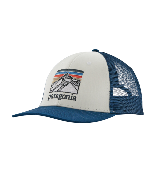 PATAGONIA Line Logo Ridge LoPro Trucker Hat White w/Lagom Blue ALL