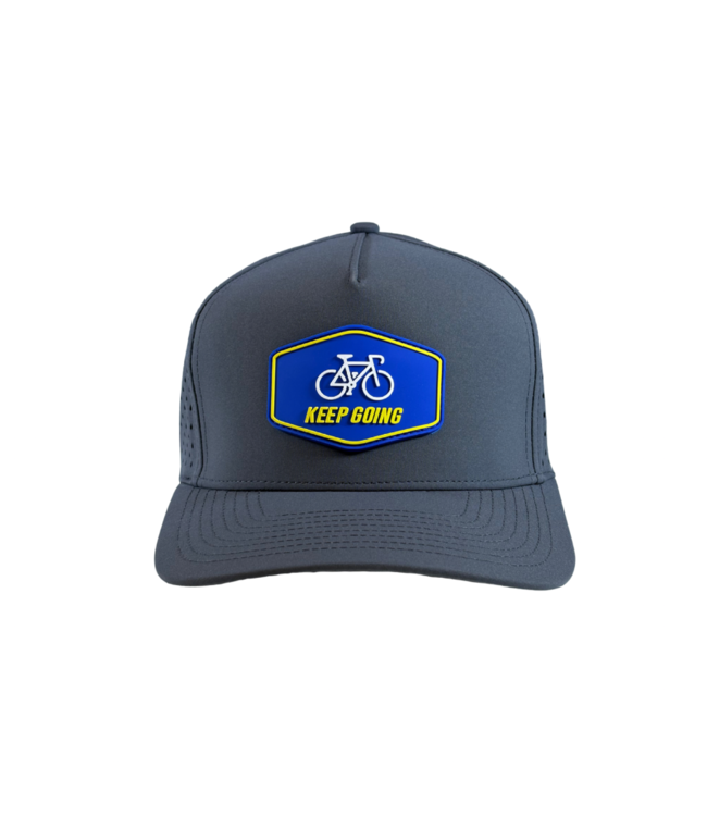 qpeed Performance Snapback Hat Keep Going Blue Tag