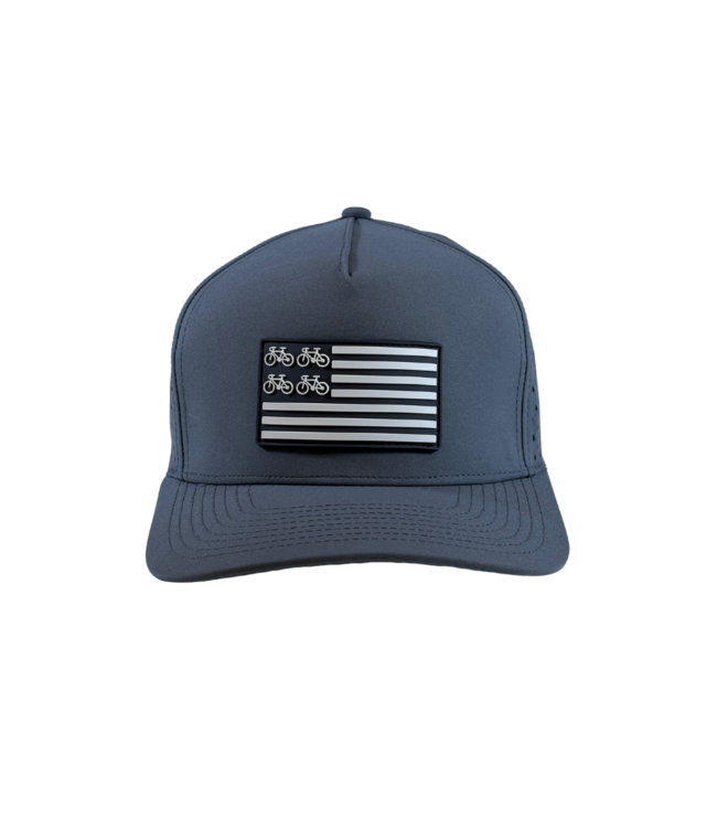 qpeed Performance Snapback Hat  Bike Flag Black Tag