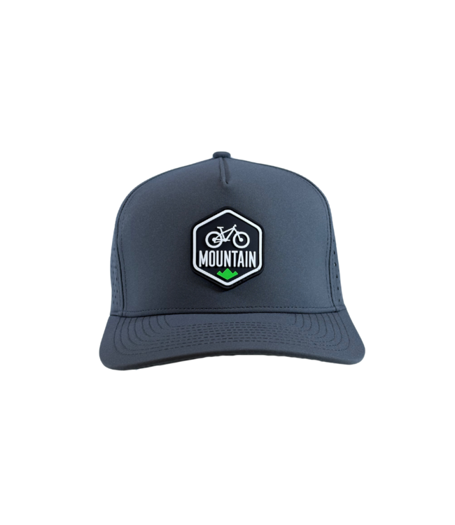 qpeed Performance Snapback Hat Mountain Bike White/Green Tag