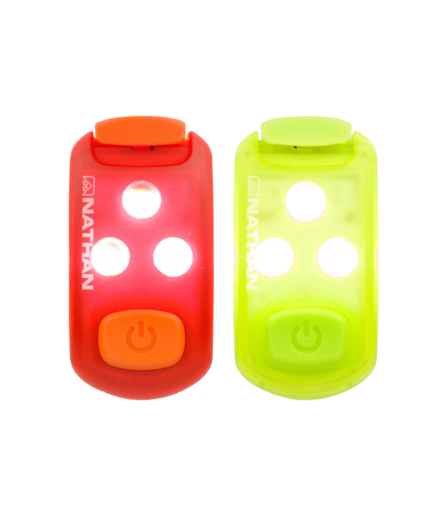 NATHAN Strobe Light Safety LED Light Clip 2 Pack  Ribbon Red/Safety Yellow