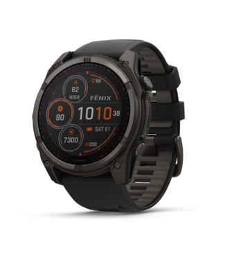 GARMIN fēnix® 8 – 51 mm, Solar Sapphire, Carbon Gray DLC Titanium with Black/Pebble Gray Silicone Band