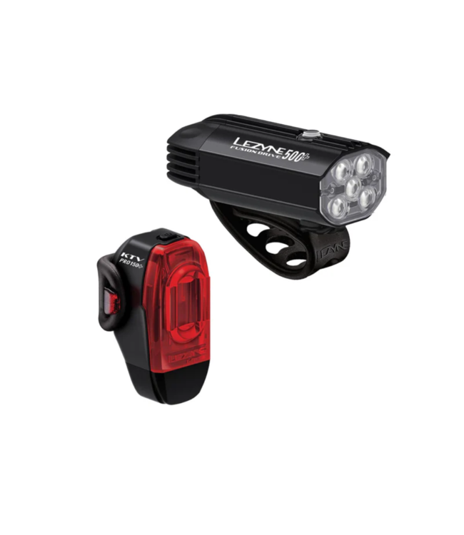 LEZYNE FUSION DRIVE 500+ / KTV DRIVE PRO+ PAIR SATIN BLACK / BLACK