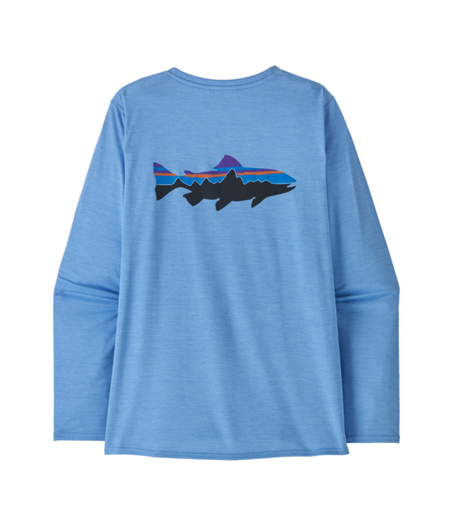 PATAGONIA W's L/S Cap Cool Daily Graphic Shirt - Waters Fitz Roy Trout: Abundant Blue X-Dye M