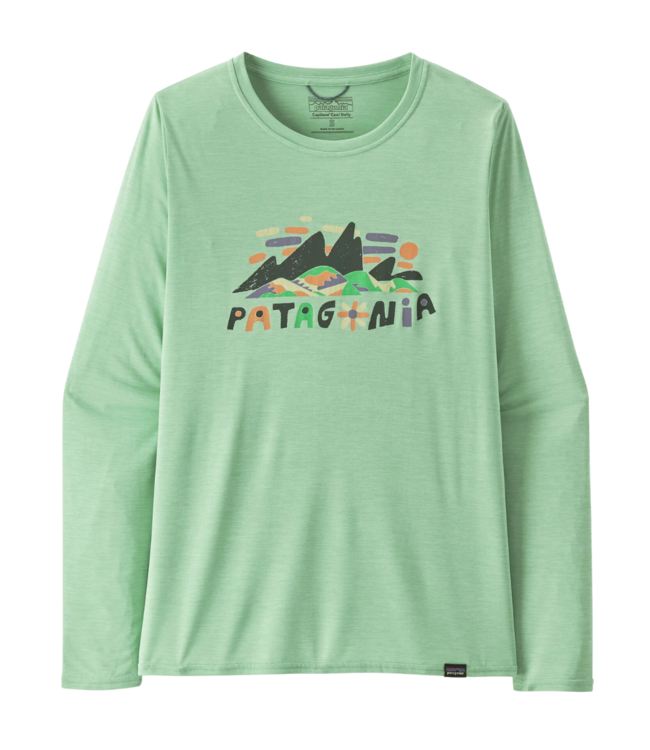 PATAGONIA W's L/S Cap Cool Daily Graphic Shirt Fitz Roy Superbloom: Rinsed Green X-Dye S