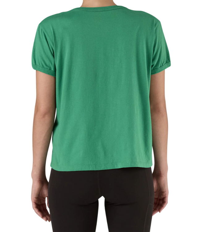 PATAGONIA W's '73 Text Logo Organic Ringer Tee Heartleaf Green M