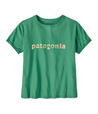 PATAGONIA W's '73 Text Logo Organic Ringer Tee Heartleaf Green L