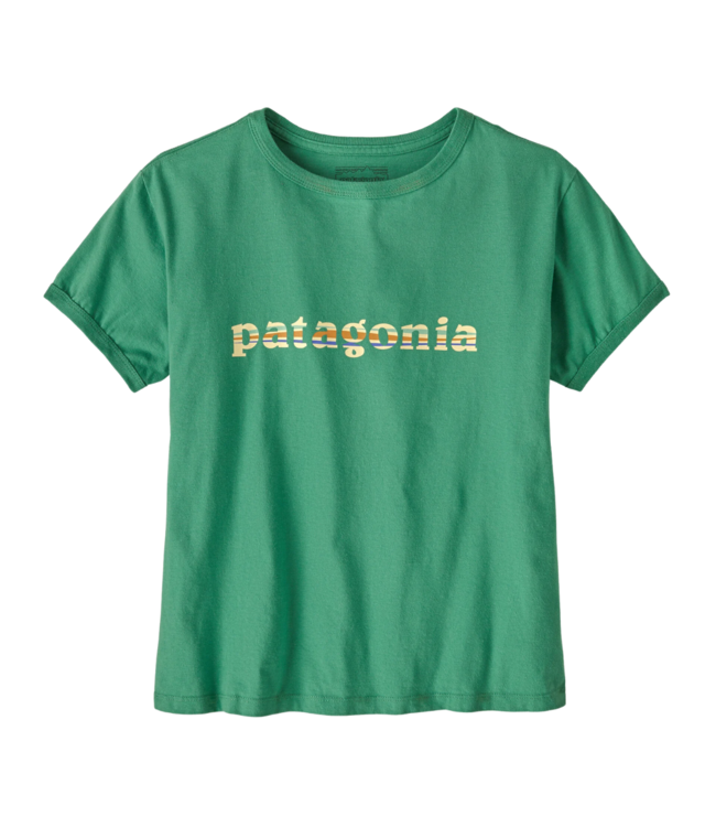 PATAGONIA W's '73 Text Logo Organic Ringer Tee Heartleaf Green S
