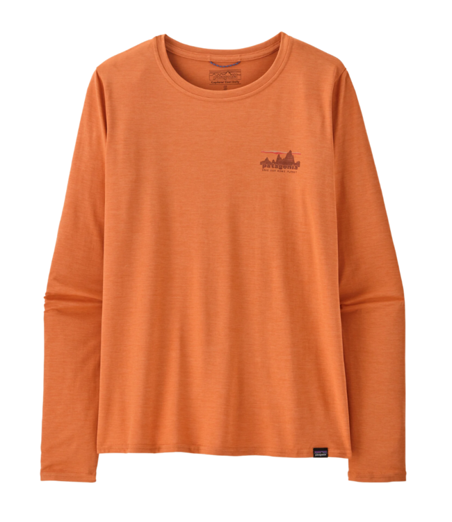 PATAGONIA W's L/S Cap Cool Daily Graphic Shirt '73 Skyline: Rock Melon X-Dye M