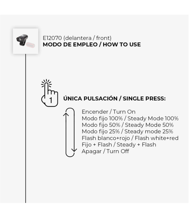 Pack Front & Rear Bike Light 400+40Lm - Focus