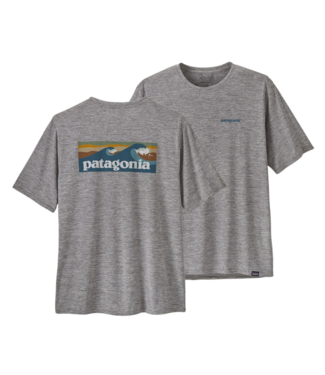 PATAGONIA M's Cap Cool Daily Graphic Shirt - Waters Boardshort Logo Abalone Blue: Feather Grey S PATAGONIA M's Cap Cool Daily Graphic Shirt - Waters Boardshort Logo Abalone Blue: Feather Grey S