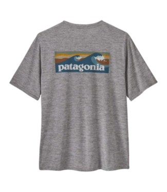 PATAGONIA M's Cap Cool Daily Graphic Shirt - Waters Boardshort Logo Abalone Blue: Feather Grey XL PATAGONIA M's Cap Cool Daily Graphic Shirt - Waters Boardshort Logo Abalone Blue: Feather Grey XL
