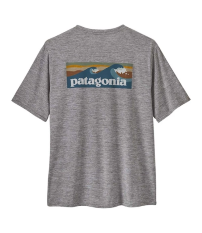 PATAGONIA M's Cap Cool Daily Graphic Shirt - Waters Boardshort Logo Abalone Blue: Feather Grey XL