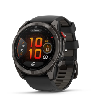 GARMIN fēnix® 8 Pro – 51 mm, AMOLED Sapphire, Carbon Gray DLC Titanium with Black/Pebble Gray Silicone Band